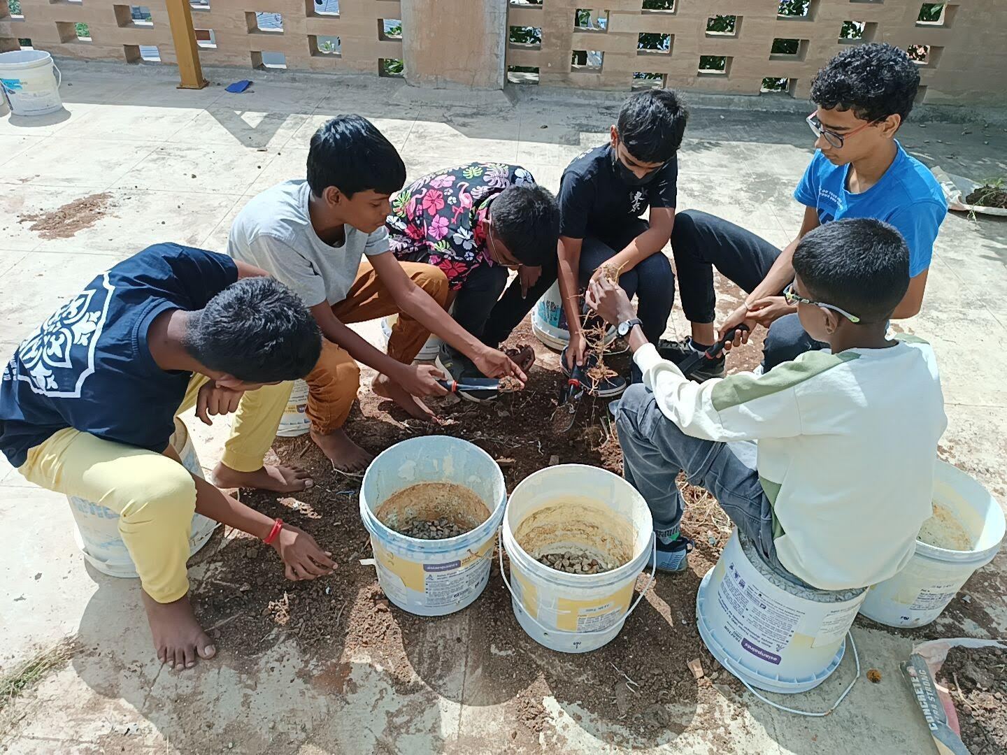 Children absorbed in a club activity